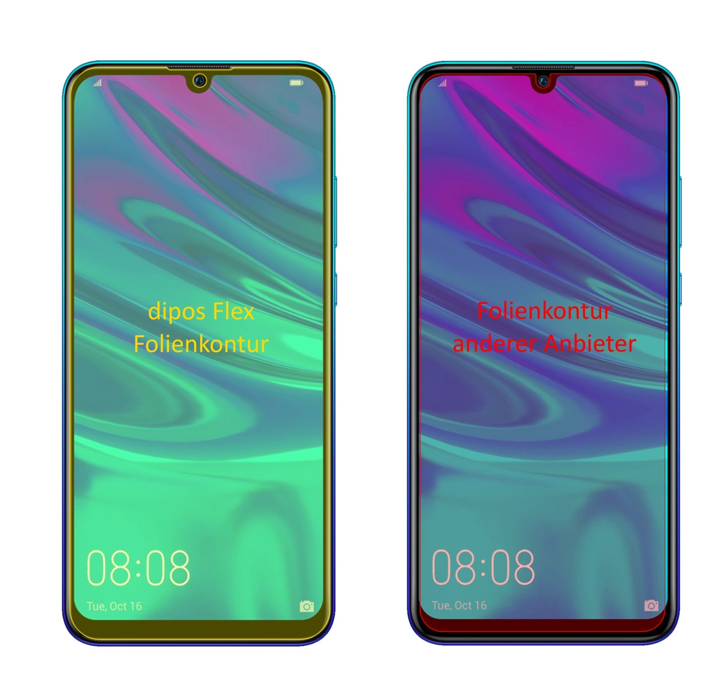 HuaweiEnjoy 9S mit aufgebrachter dipos Displayschutzfolie, glasklare Darstellung ohne Einschränkungen