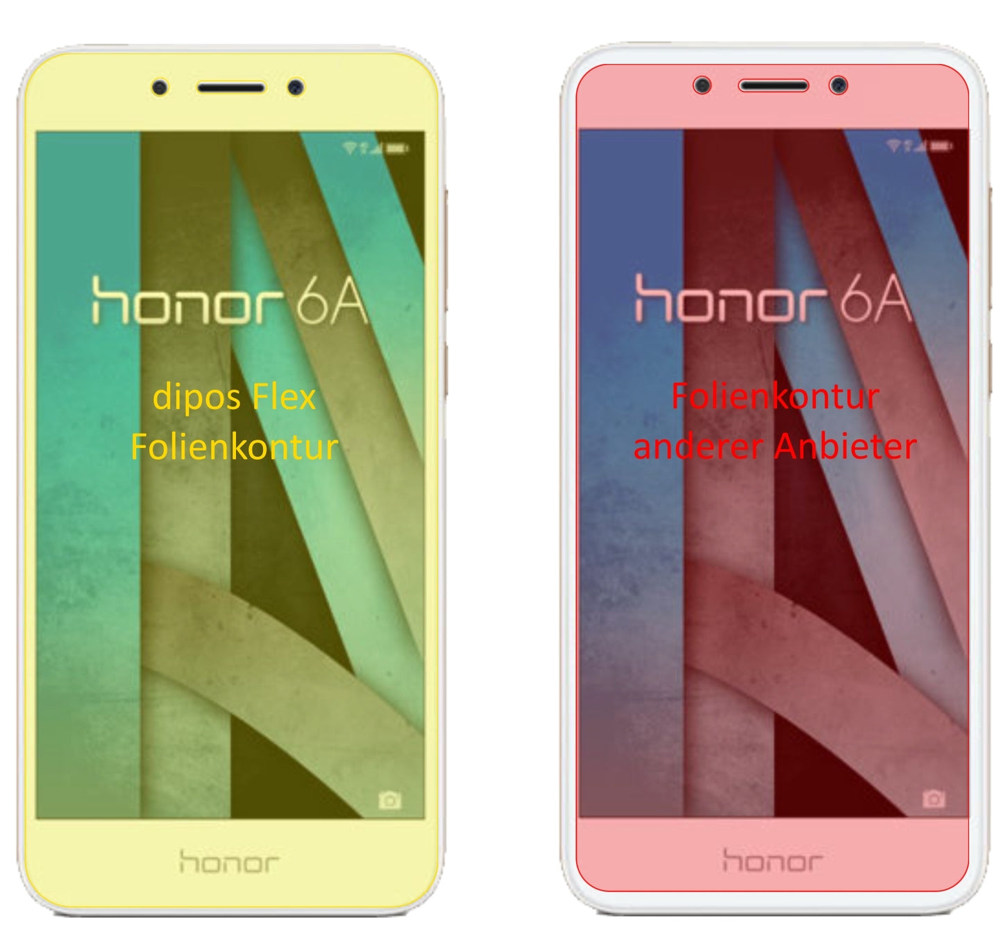 HuaweiHonor 6A mit aufgebrachter dipos Displayschutzfolie, glasklare Darstellung ohne Einschränkungen