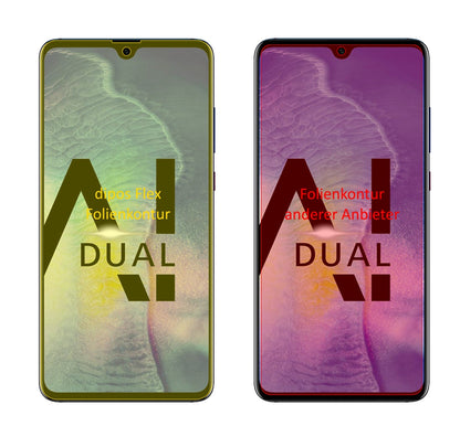 HuaweiMate 20 mit aufgebrachter dipos Displayschutzfolie, glasklare Darstellung ohne Einschränkungen