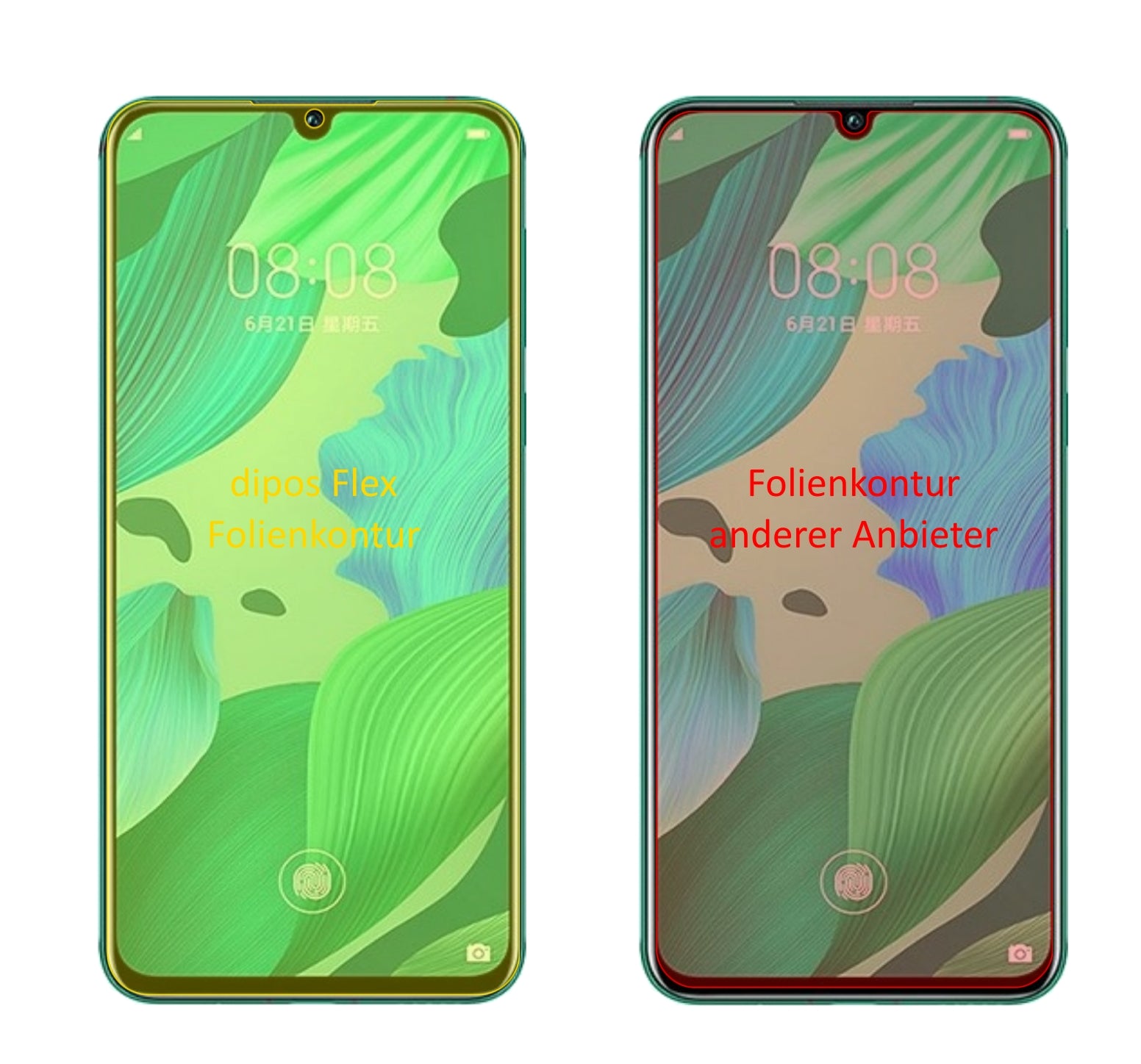 Huaweinova 5 Pro mit aufgebrachter dipos Displayschutzfolie, glasklare Darstellung ohne Einschränkungen