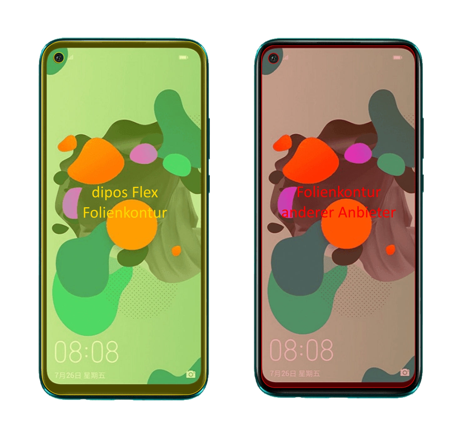 Huaweinova 5z mit aufgebrachter dipos Displayschutzfolie, glasklare Darstellung ohne Einschränkungen