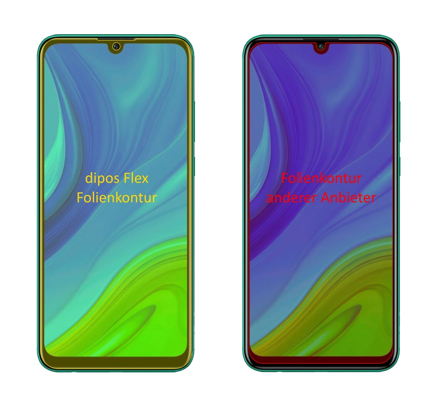 HuaweiP Smart (2020) mit aufgebrachter dipos Displayschutzfolie, glasklare Darstellung ohne Einschränkungen