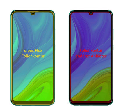 HuaweiP Smart (2020) mit aufgebrachter dipos Displayschutzfolie, glasklare Darstellung ohne Einschränkungen