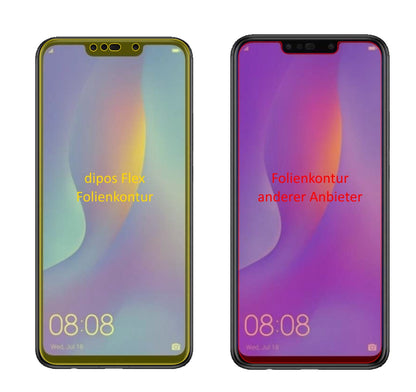 HuaweiP Smart Plus mit aufgebrachter dipos Displayschutzfolie, glasklare Darstellung ohne Einschränkungen