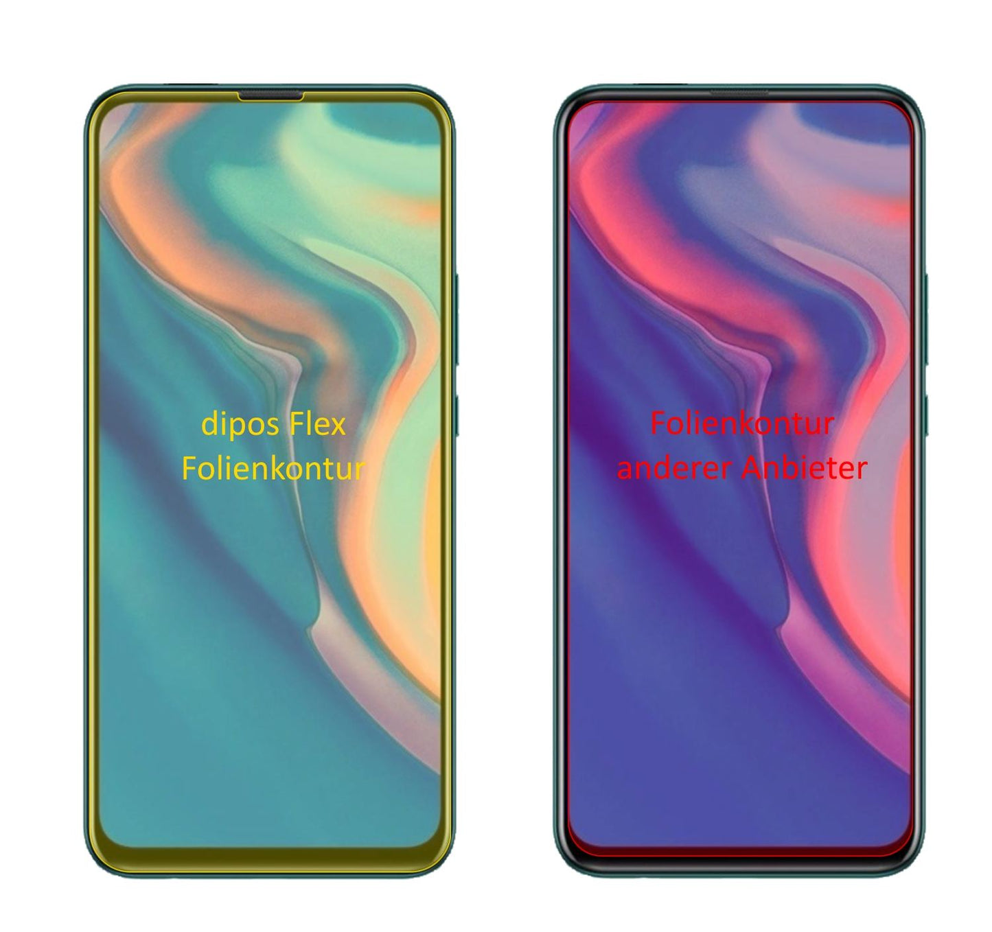 HuaweiP Smart Pro (2020) mit aufgebrachter dipos Displayschutzfolie, glasklare Darstellung ohne Einschränkungen