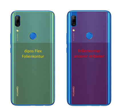 HuaweiP Smart Pro (2020) Rückseite mit aufgebrachter dipos Displayschutzfolie, glasklare Darstellung ohne Einschränkungen