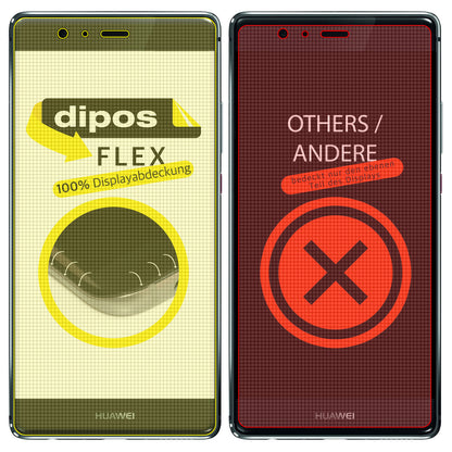 HuaweiP9 Plus mit aufgebrachter dipos Displayschutzfolie, glasklare Darstellung ohne Einschränkungen
