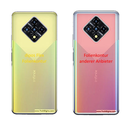 InfinixZero 8 Rückseite mit aufgebrachter dipos Displayschutzfolie, glasklare Darstellung ohne Einschränkungen