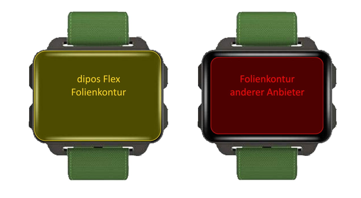 LEMFOLEM4 Smartwatch mit aufgebrachter dipos Displayschutzfolie, glasklare Darstellung ohne Einschränkungen