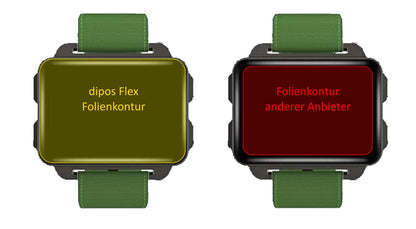 LEMFOLEM4 Smartwatch mit aufgebrachter dipos Displayschutzfolie, glasklare Darstellung ohne Einschränkungen