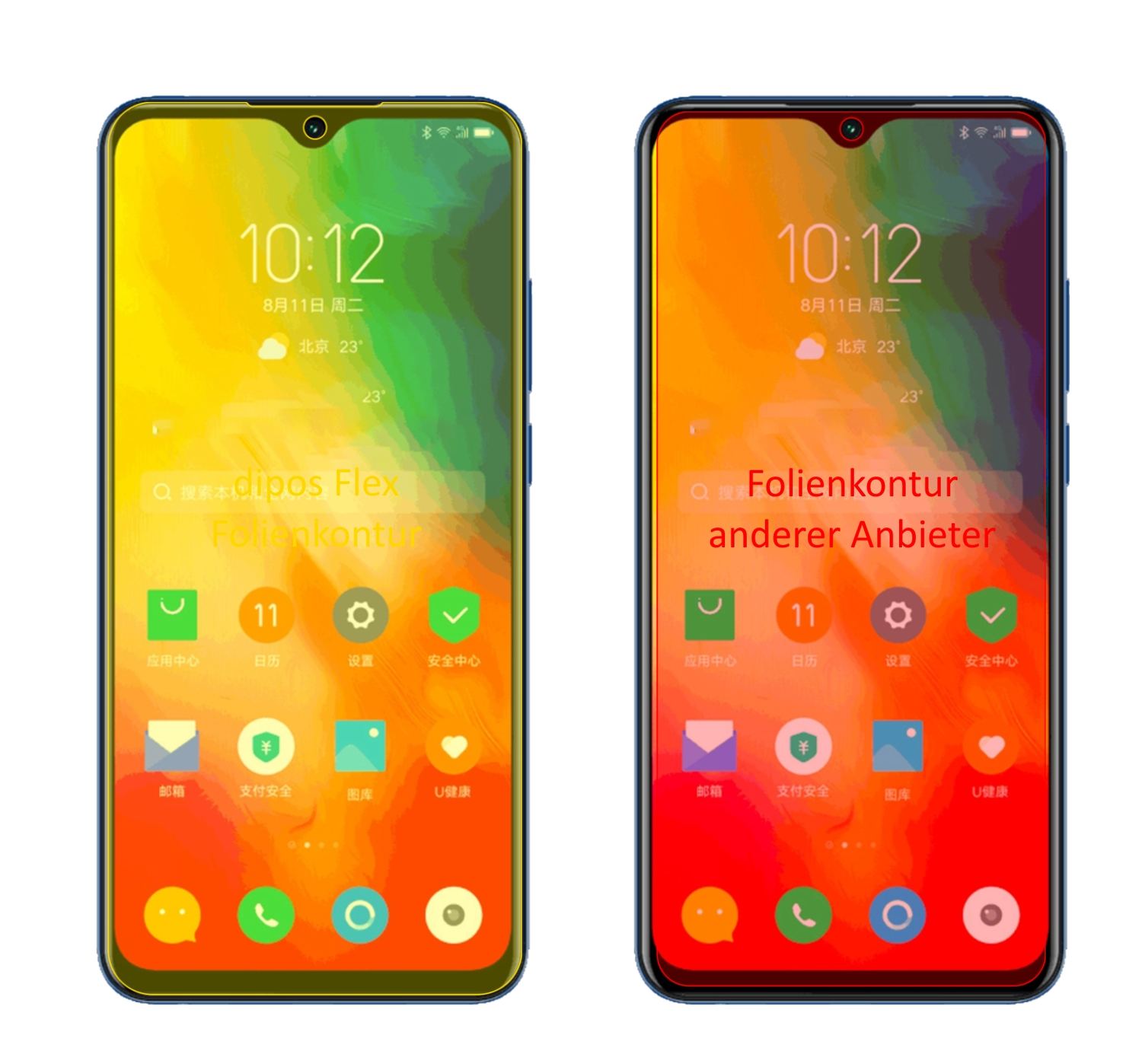 LenovoK6 Enjoy mit aufgebrachter dipos Displayschutzfolie, glasklare Darstellung ohne Einschränkungen