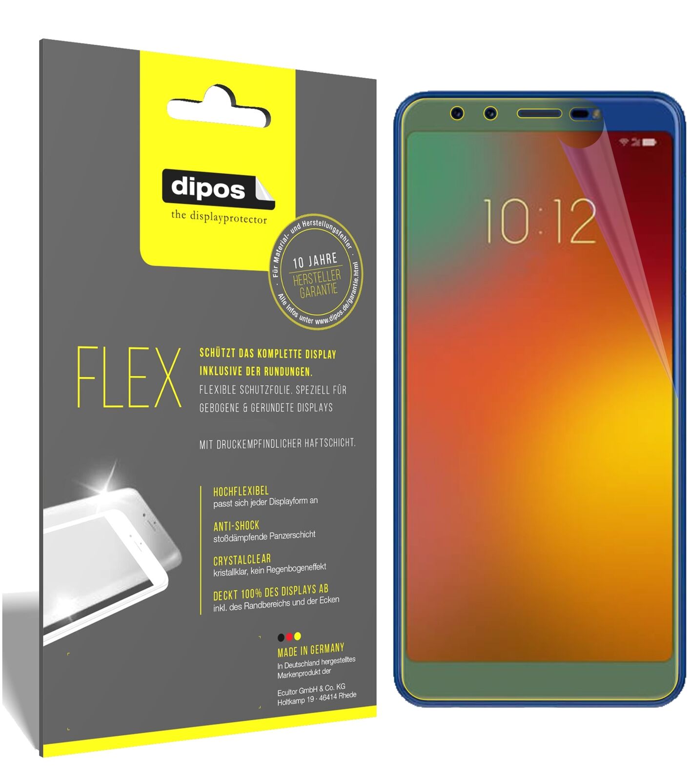LenovoK9 mit aufgebrachter dipos Displayschutzfolie, glasklare Darstellung ohne Einschränkungen