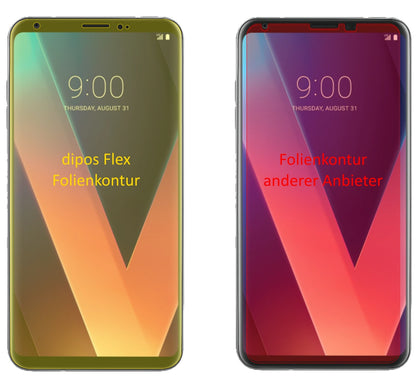 LGV30 Plus mit aufgebrachter dipos Displayschutzfolie, glasklare Darstellung ohne Einschränkungen