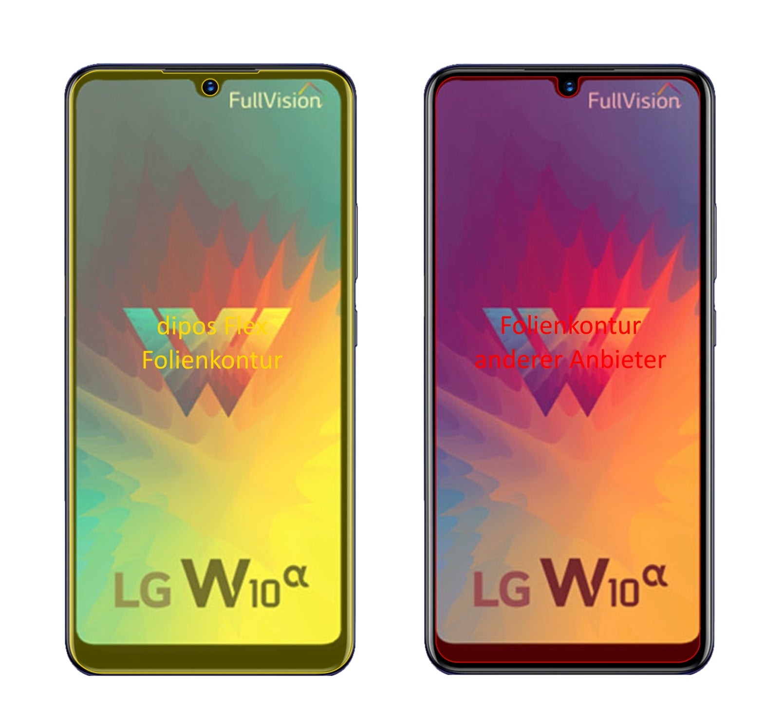 LGW10 Alpha mit aufgebrachter dipos Displayschutzfolie, glasklare Darstellung ohne Einschränkungen