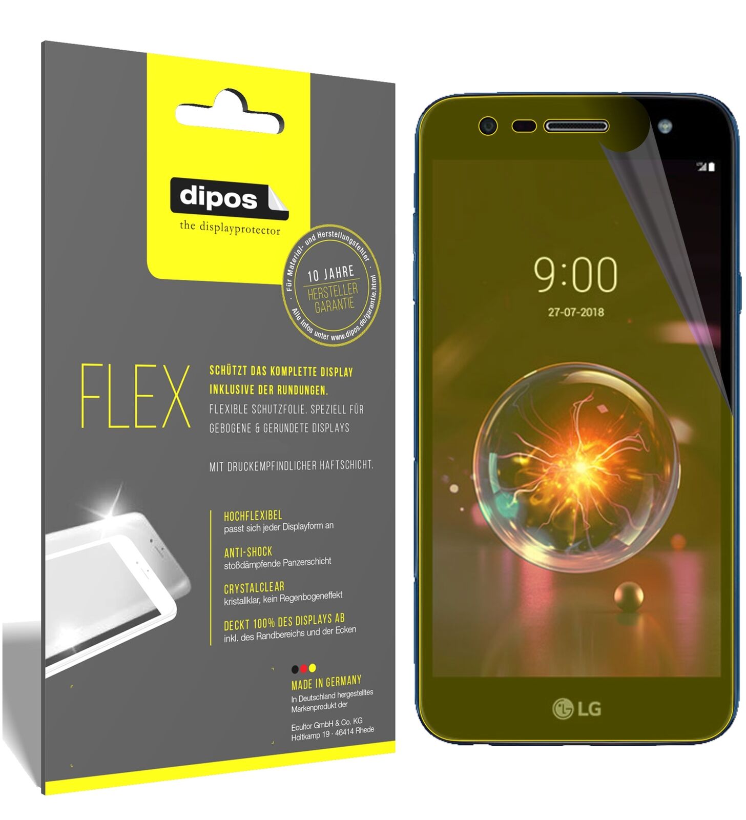 LGX power 3 mit aufgebrachter dipos Displayschutzfolie, glasklare Darstellung ohne Einschränkungen