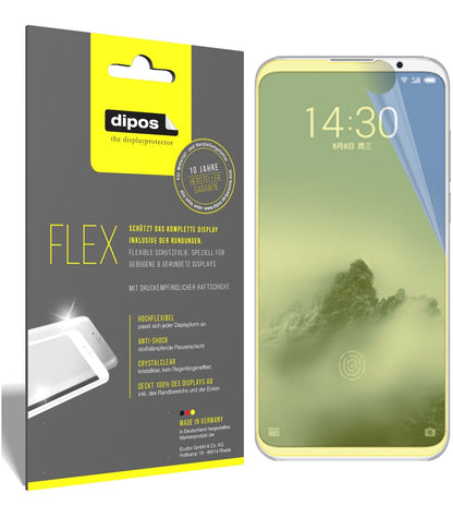 Meizu16 Plus mit aufgebrachter dipos Displayschutzfolie, glasklare Darstellung ohne Einschränkungen