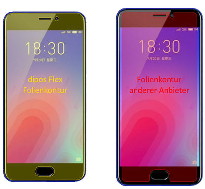 MeizuM6 mit aufgebrachter dipos Displayschutzfolie, glasklare Darstellung ohne Einschränkungen