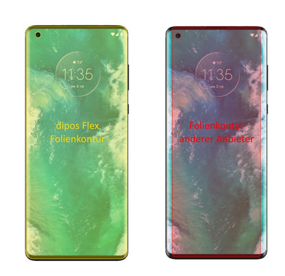 MotorolaEdge Plus mit aufgebrachter dipos Displayschutzfolie, glasklare Darstellung ohne Einschränkungen