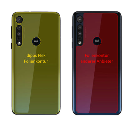 MotorolaOne Macro Rückseite mit aufgebrachter dipos Displayschutzfolie, glasklare Darstellung ohne Einschränkungen