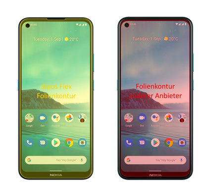 Nokia46115 mit aufgebrachter dipos Displayschutzfolie, glasklare Darstellung ohne Einschränkungen
