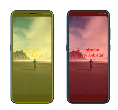 NokiaC2 Tava mit aufgebrachter dipos Displayschutzfolie, glasklare Darstellung ohne Einschränkungen