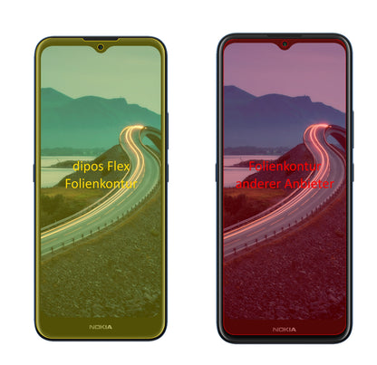 NokiaC5 Endi mit aufgebrachter dipos Displayschutzfolie, glasklare Darstellung ohne Einschränkungen