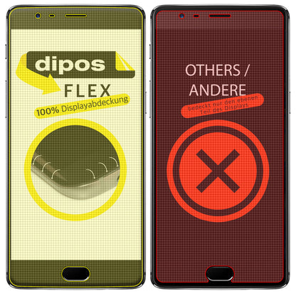 OnePlus3 / 3T mit aufgebrachter dipos Displayschutzfolie, glasklare Darstellung ohne Einschränkungen