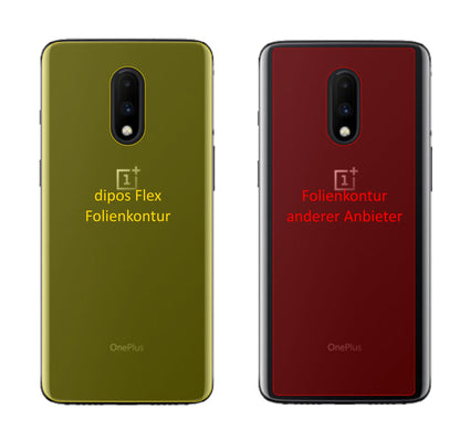 OnePlus7 Rückseite mit aufgebrachter dipos Displayschutzfolie, glasklare Darstellung ohne Einschränkungen