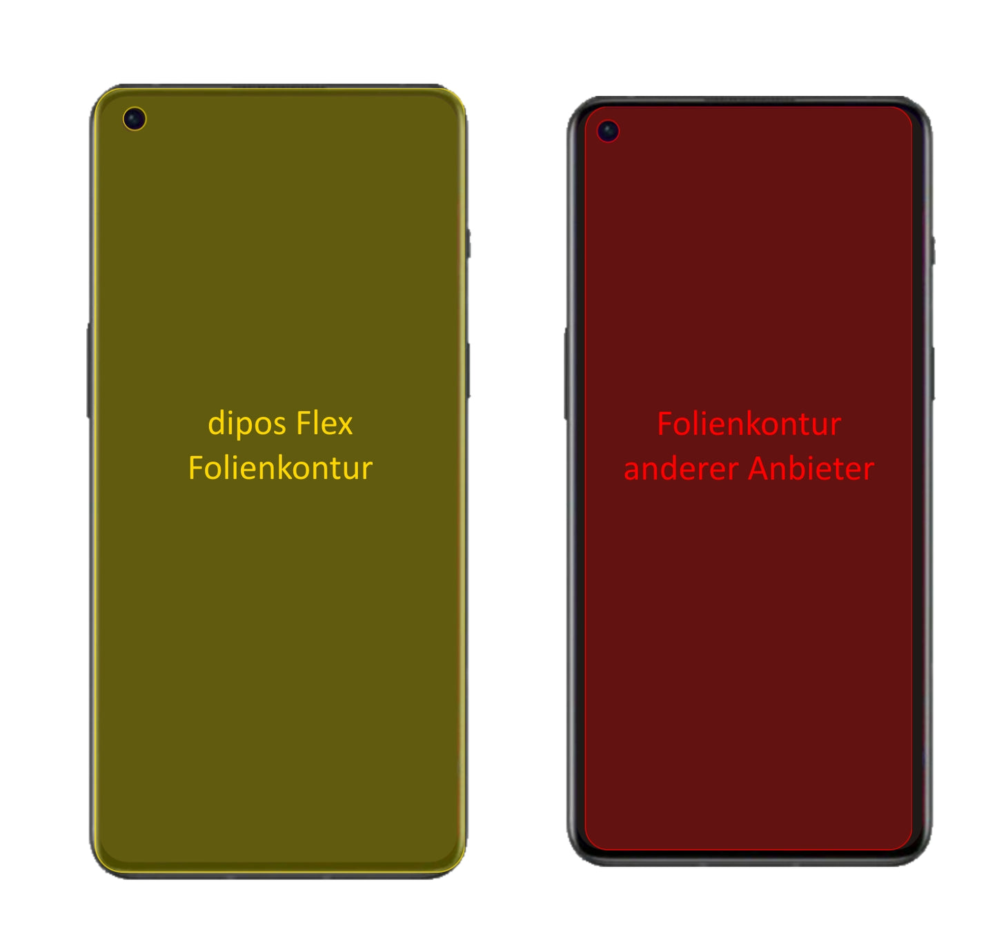 OnePlus9RT mit aufgebrachter dipos Displayschutzfolie, glasklare Darstellung ohne Einschränkungen