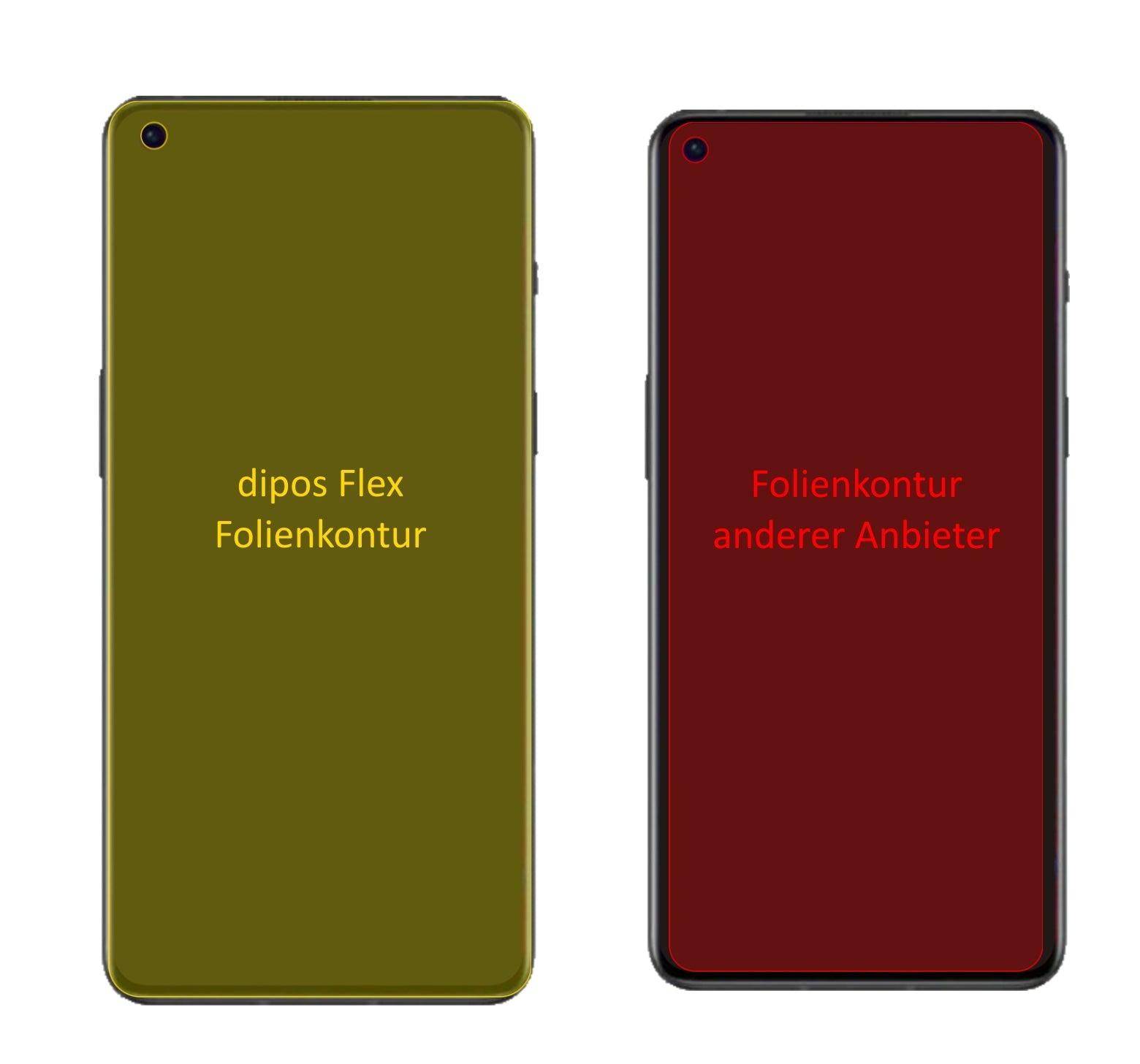 OnePlus9RT mit aufgebrachter dipos Displayschutzfolie, glasklare Darstellung ohne Einschränkungen