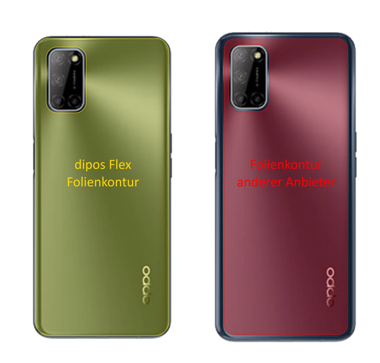 OppoA52 Rückseite mit aufgebrachter dipos Displayschutzfolie, glasklare Darstellung ohne Einschränkungen