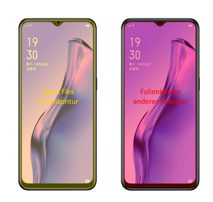 OppoA31 mit aufgebrachter dipos Displayschutzfolie, glasklare Darstellung ohne Einschränkungen