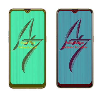OppoAX7 Pro mit aufgebrachter dipos Displayschutzfolie, glasklare Darstellung ohne Einschränkungen