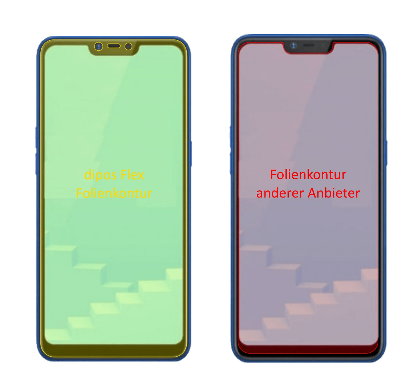 OppoRealme C1 (2019) mit aufgebrachter dipos Displayschutzfolie, glasklare Darstellung ohne Einschränkungen