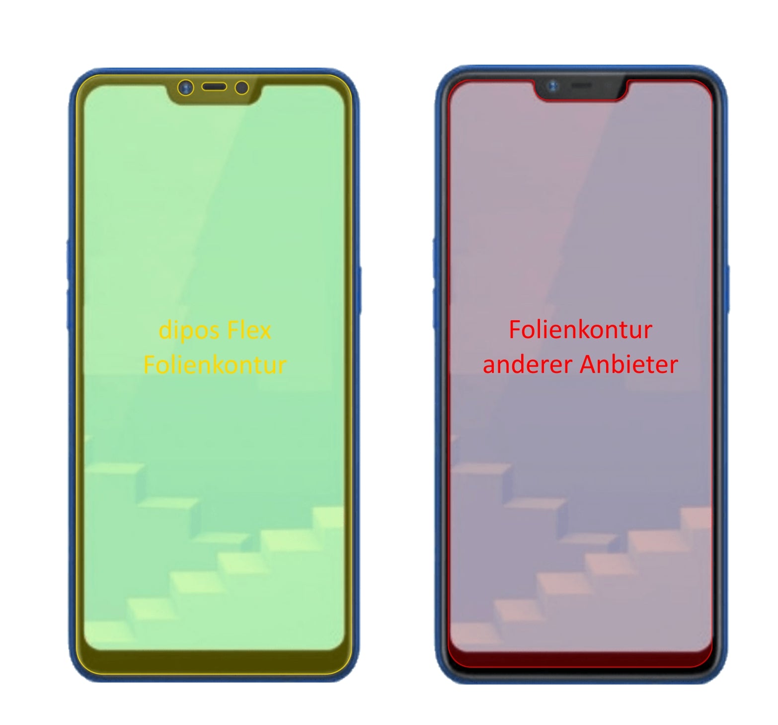OppoRealme C1 (2019) mit aufgebrachter dipos Displayschutzfolie, glasklare Darstellung ohne Einschränkungen