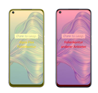 OppoRealme V5 5G mit aufgebrachter dipos Displayschutzfolie, glasklare Darstellung ohne Einschränkungen