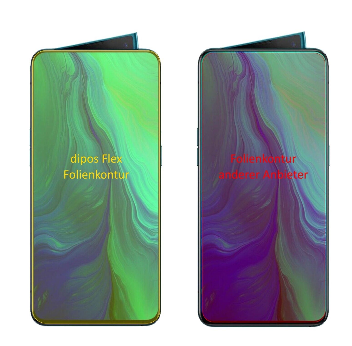 OppoReno 10X Zoom mit aufgebrachter dipos Displayschutzfolie, glasklare Darstellung ohne Einschränkungen