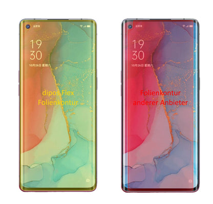 OppoReno3 Pro mit aufgebrachter dipos Displayschutzfolie, glasklare Darstellung ohne Einschränkungen