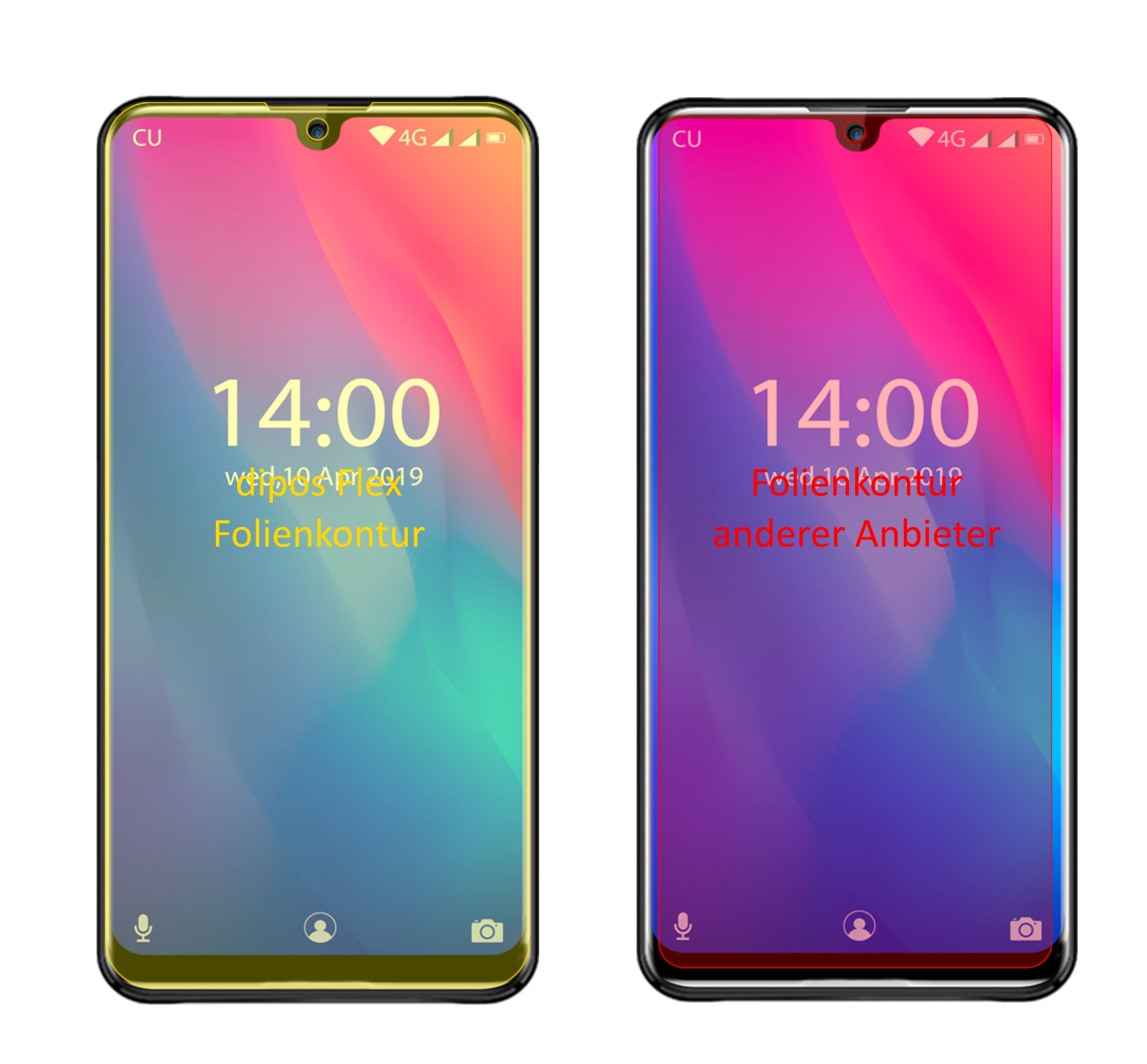 OukitelK9 mit aufgebrachter dipos Displayschutzfolie, glasklare Darstellung ohne Einschränkungen