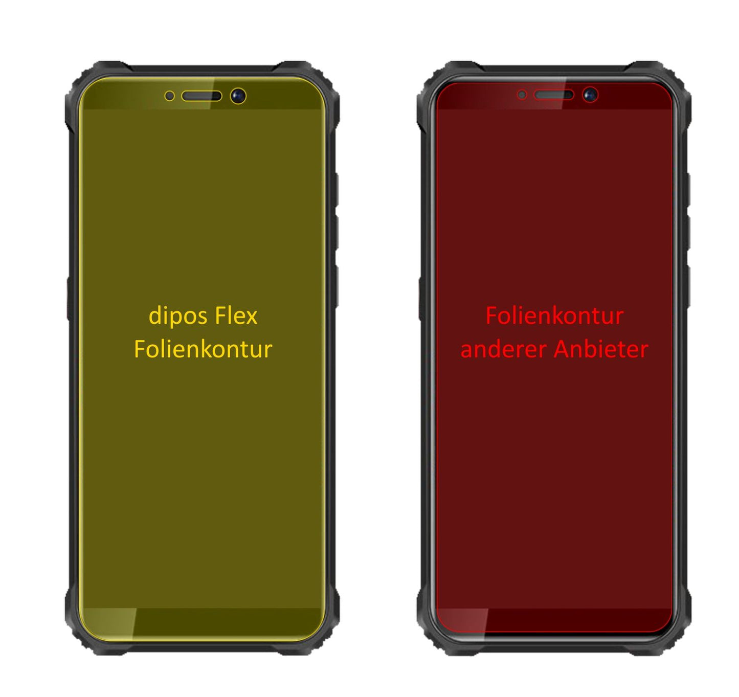 OukitelWP5 Pro (2020) mit aufgebrachter dipos Displayschutzfolie, glasklare Darstellung ohne Einschränkungen