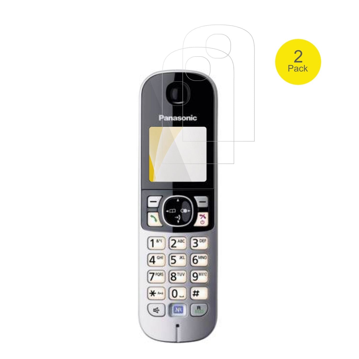 PanasonicKX-TG6823 mit aufgebrachter dipos Displayschutzfolie, glasklare Darstellung ohne Einschränkungen