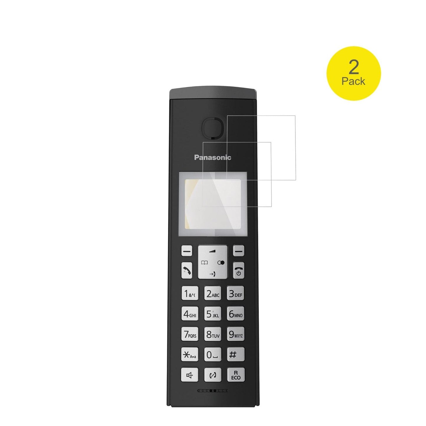 PanasonicKX-TGK220 mit aufgebrachter dipos Displayschutzfolie, glasklare Darstellung ohne Einschränkungen