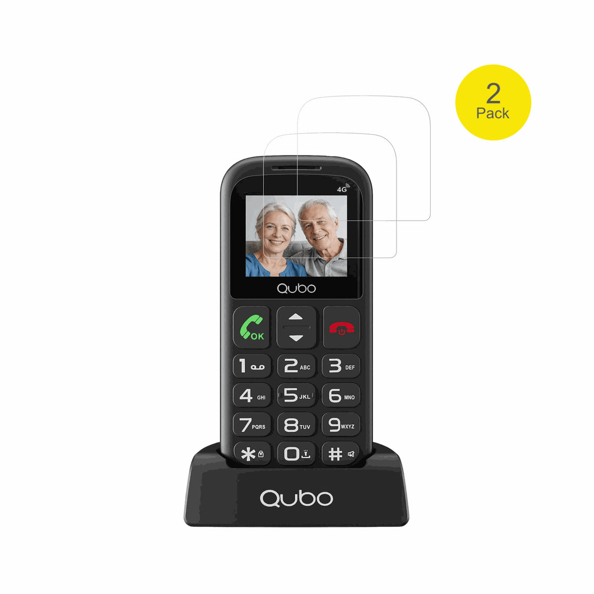 QuboP186 mit aufgebrachter dipos Displayschutzfolie, glasklare Darstellung ohne Einschränkungen