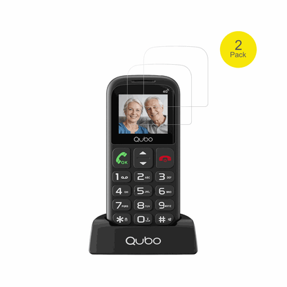 QuboP186 mit aufgebrachter dipos Displayschutzfolie, glasklare Darstellung ohne Einschränkungen