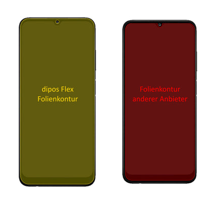 SamsungGalaxy A03 mit aufgebrachter dipos Displayschutzfolie, glasklare Darstellung ohne Einschränkungen