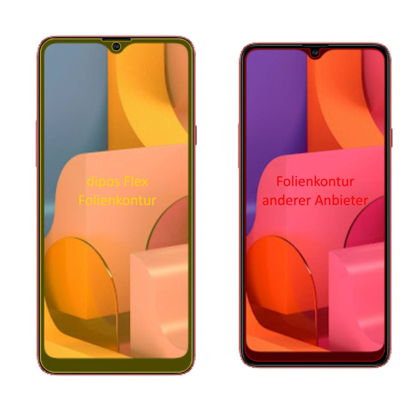 SamsungGalaxy A20s mit aufgebrachter dipos Displayschutzfolie, glasklare Darstellung ohne Einschränkungen