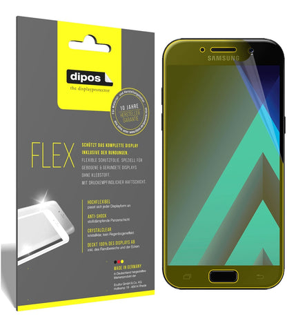 SamsungGalaxy A5 (2017) mit aufgebrachter dipos Displayschutzfolie, glasklare Darstellung ohne Einschränkungen