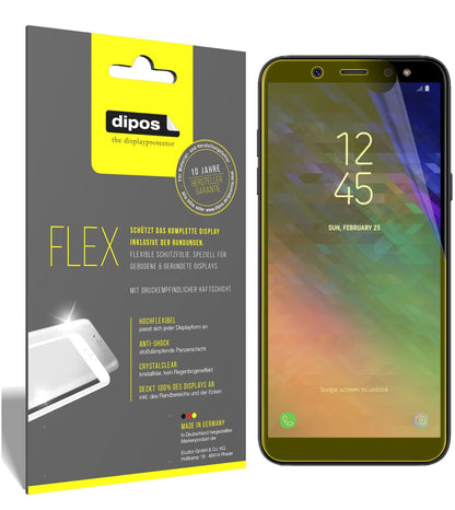SamsungGalaxy A6 (2018) mit aufgebrachter dipos Displayschutzfolie, glasklare Darstellung ohne Einschränkungen