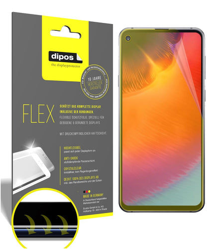 SamsungGalaxy A60 mit aufgebrachter dipos Displayschutzfolie, glasklare Darstellung ohne Einschränkungen
