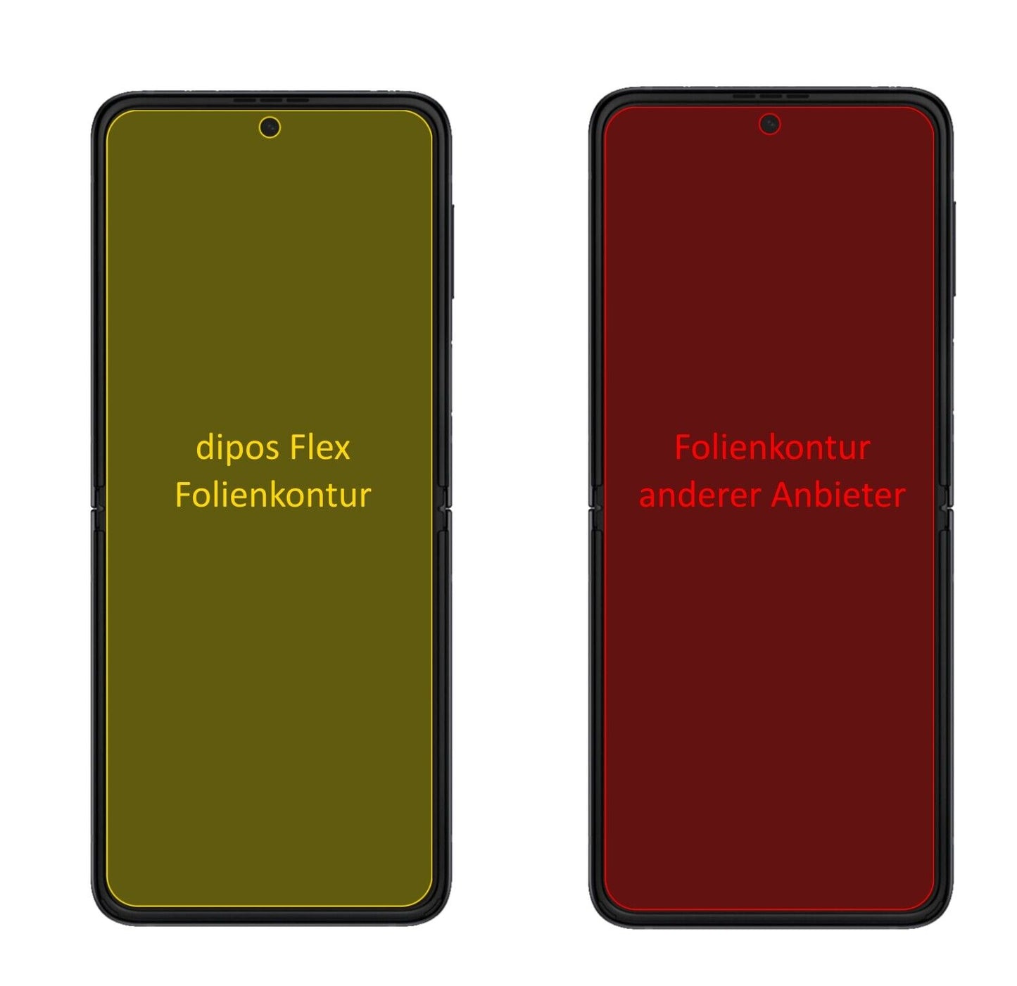 SamsungGalaxy Flip 3 mit aufgebrachter dipos Displayschutzfolie, glasklare Darstellung ohne Einschränkungen